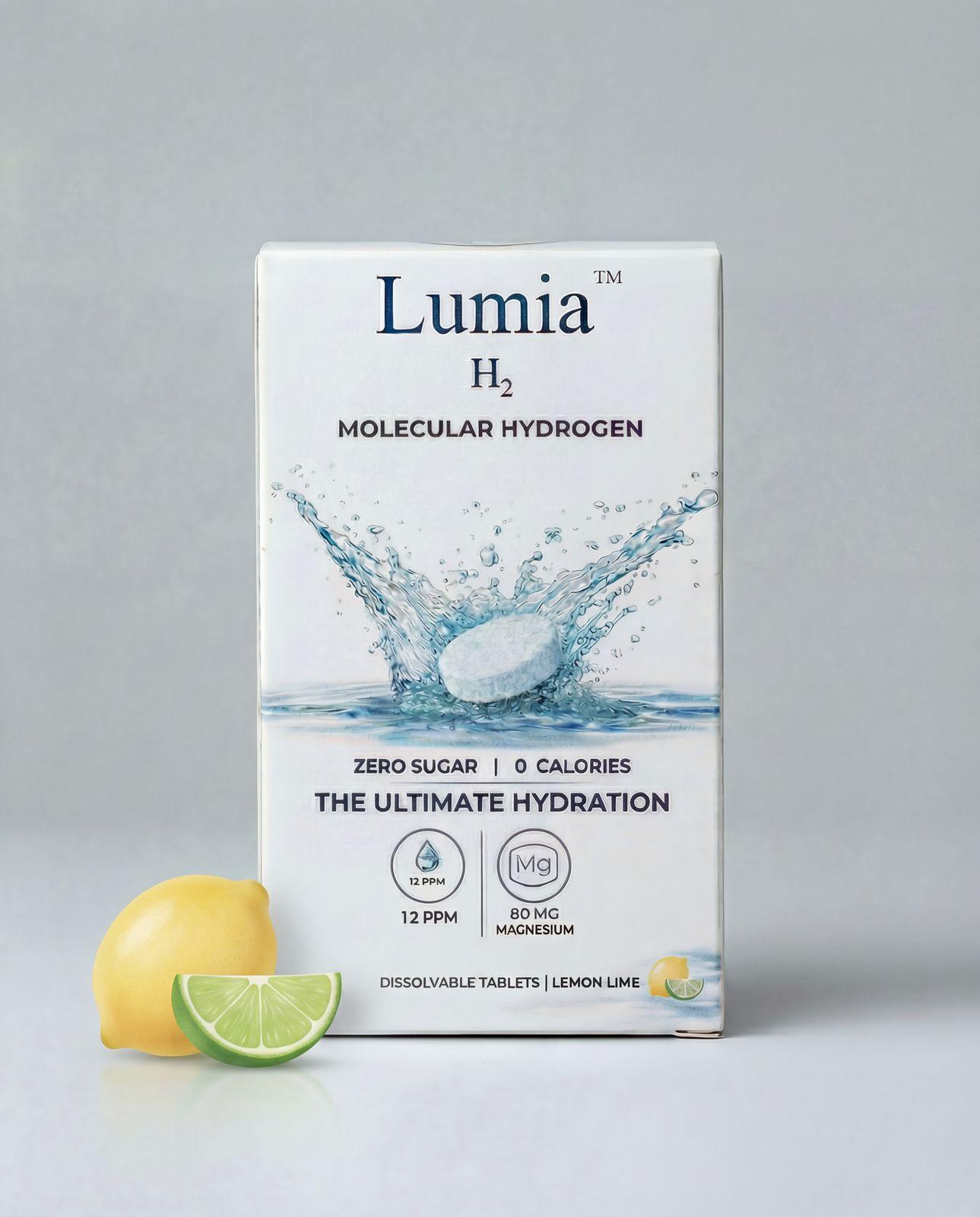 a box of lumia h2 with a lemon next to it