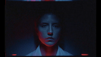 two images of a woman with a red nose