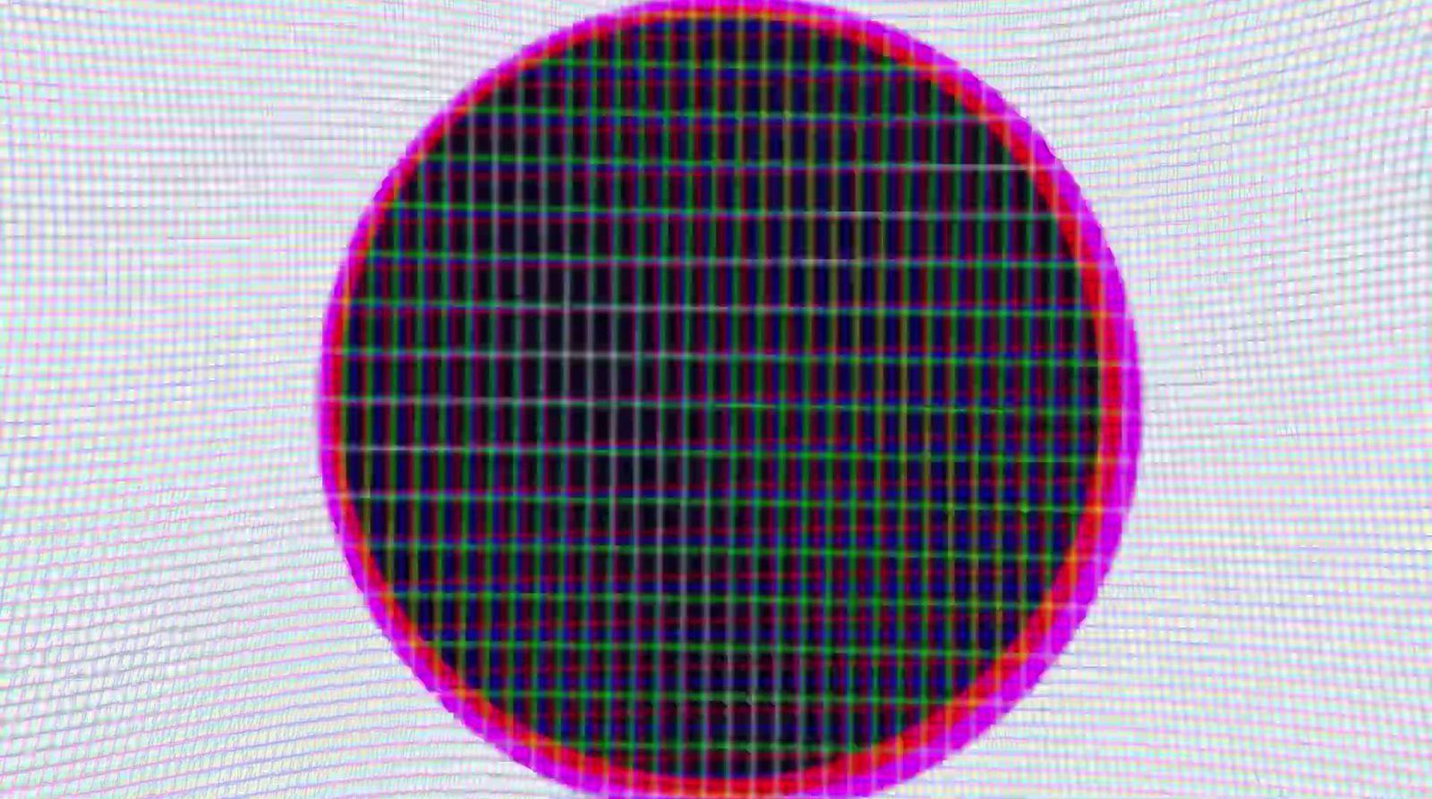 a screen with a red circle on it