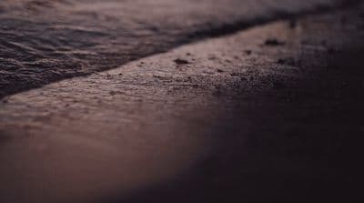 a close up of a wet surface of a beach