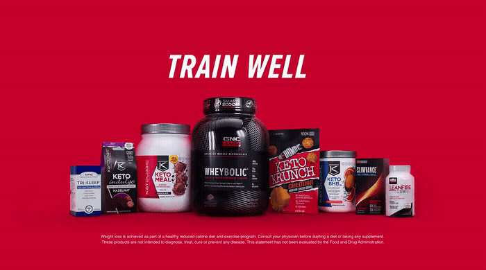 a red background with the words train well on it
