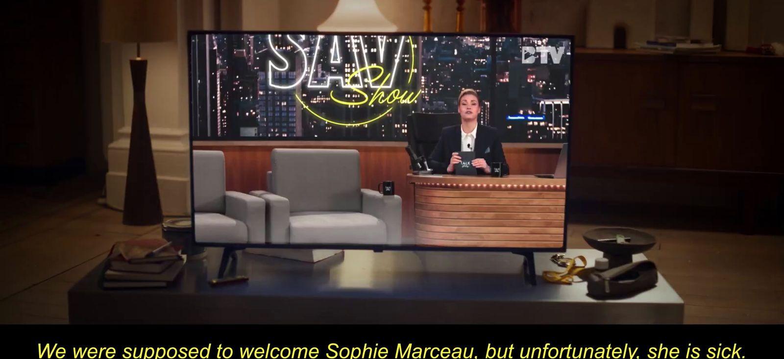 a tv screen with a person on it