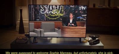 a tv screen with a person on it