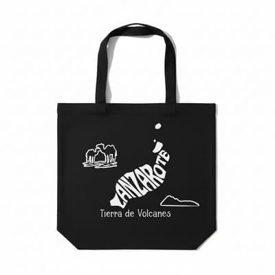 a black tote bag with a picture of a bird on it