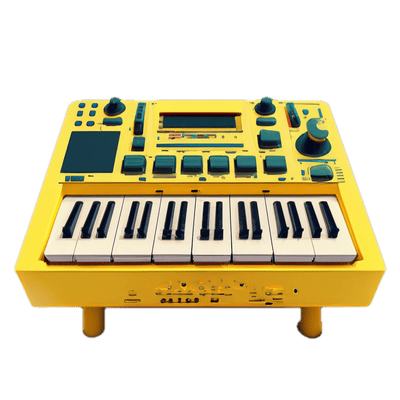 a yellow electronic keyboard sitting on top of a table