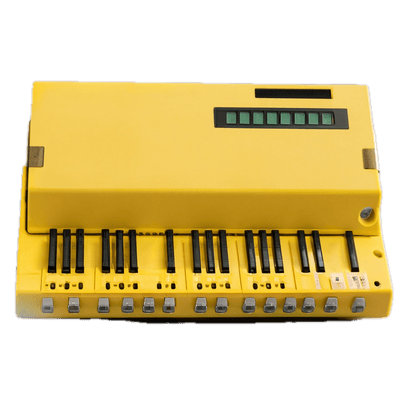 a close up of a yellow electronic device