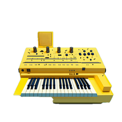 a yellow electronic keyboard sitting on top of a table