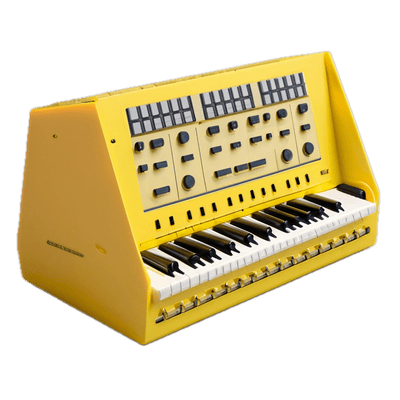 a yellow electronic keyboard sitting on top of a table