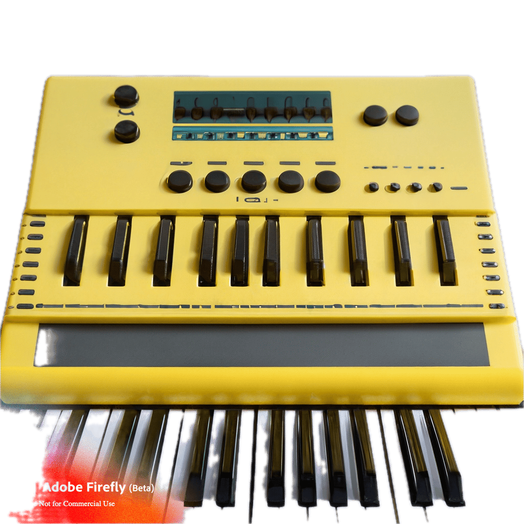 a yellow electronic keyboard sitting on top of a table