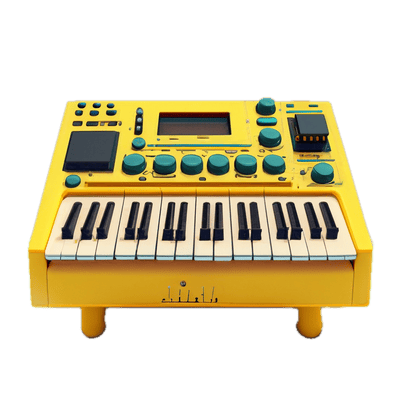 a yellow electronic keyboard sitting on top of a table