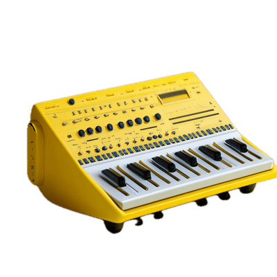 a yellow and white electronic device with many keys