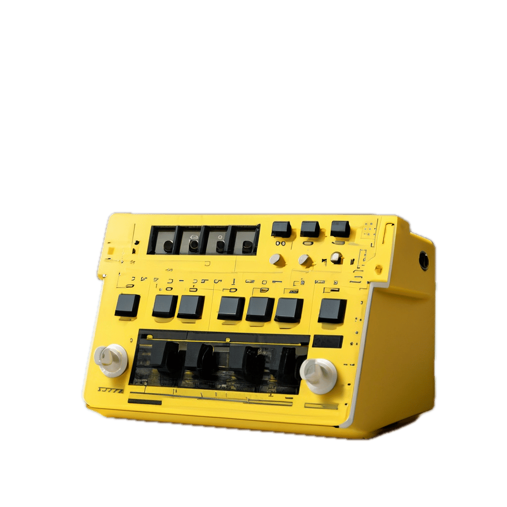 a yellow electronic device with buttons and buttons
