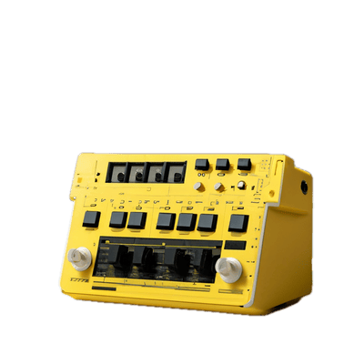 a yellow electronic device with buttons and buttons