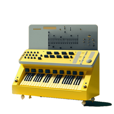 a yellow electronic keyboard sitting on top of a table