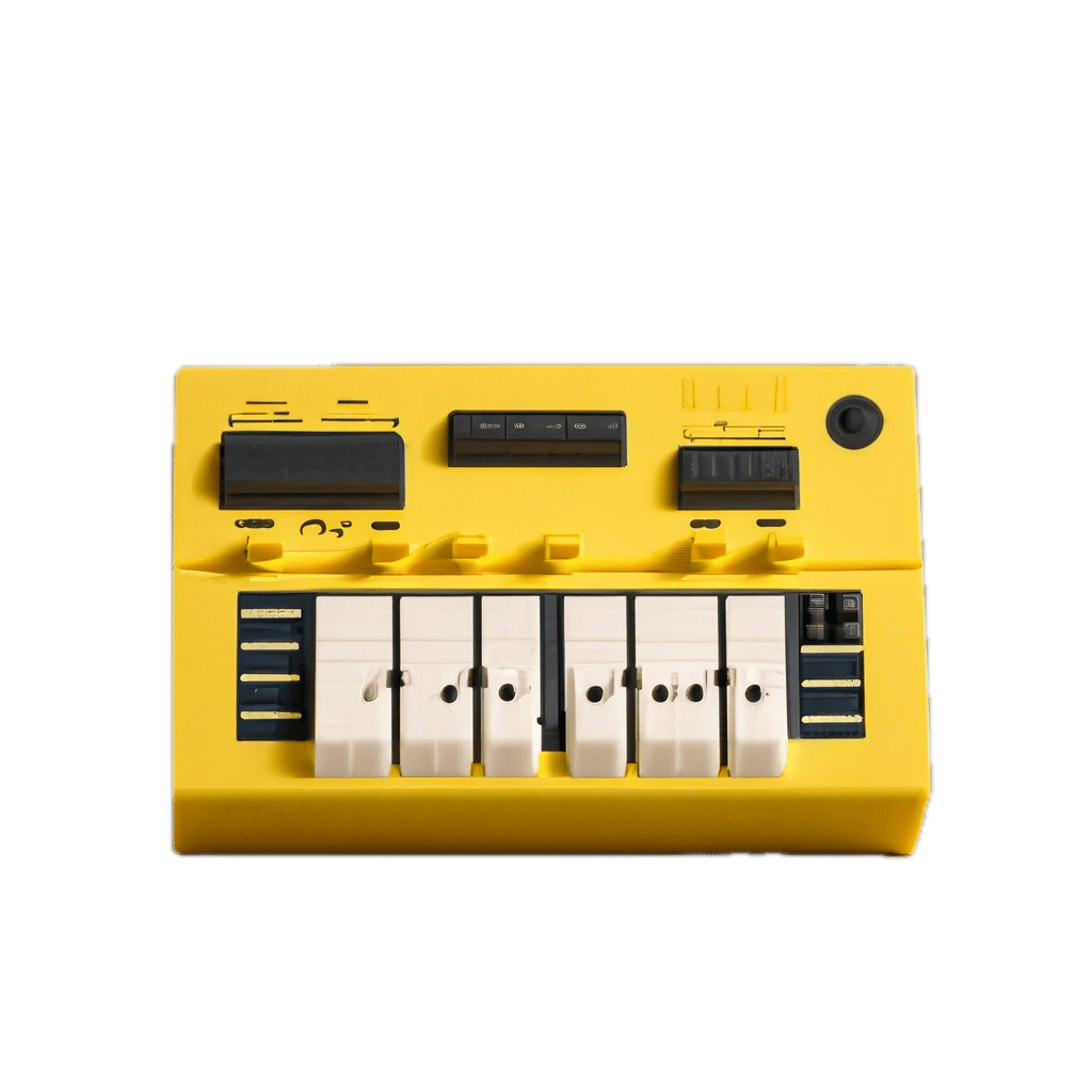 a yellow switch box with four switches