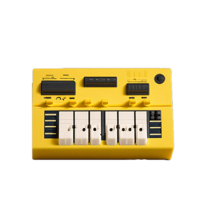 a yellow switch box with four switches