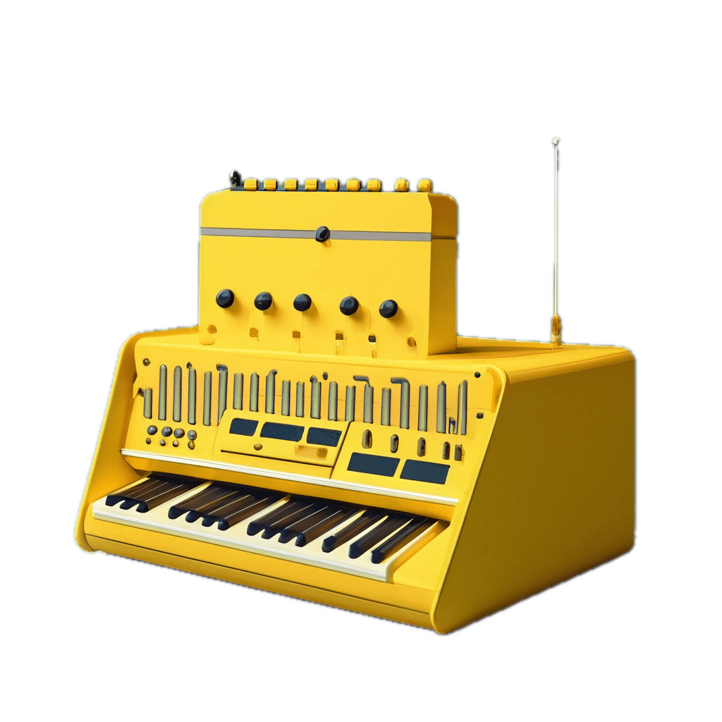 a yellow musical instrument with a microphone on top of it