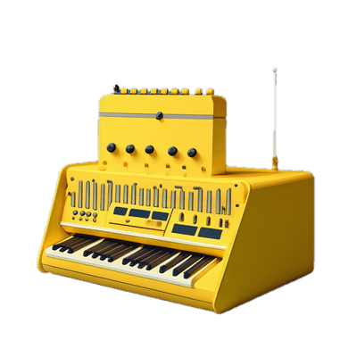 a yellow musical instrument with a microphone on top of it