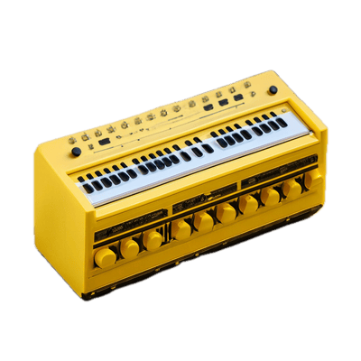 a yellow instrument with a black background