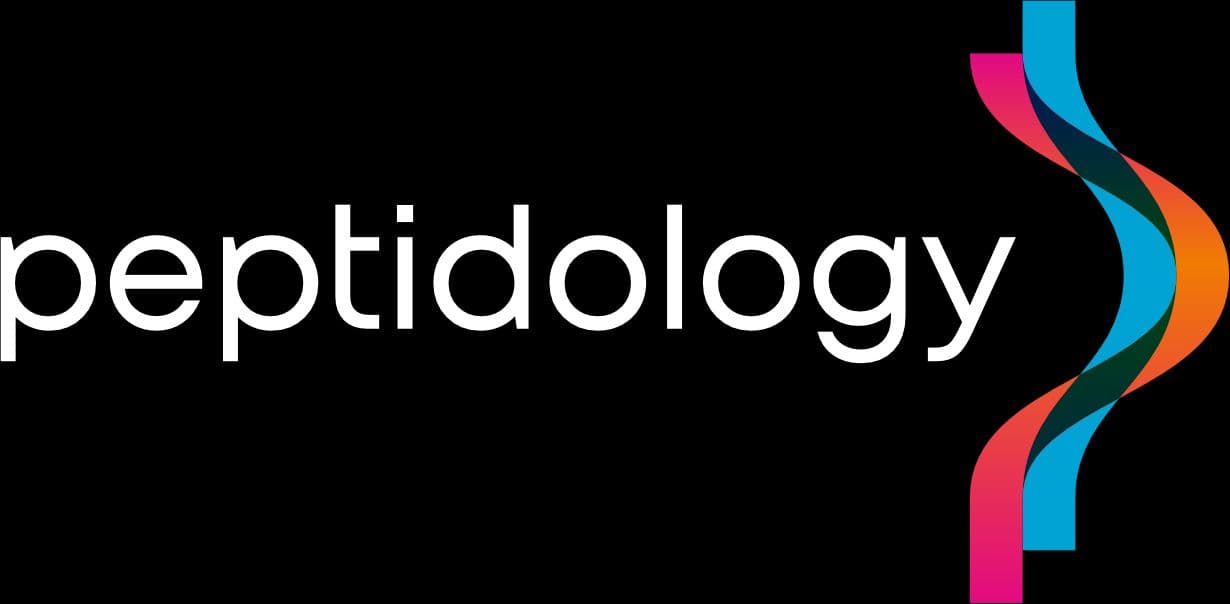 a black background with a white and red stripe and the words preptidology
