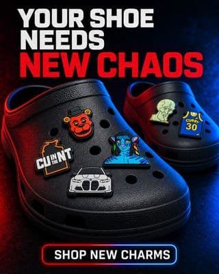 a pair of shoes with stickers on them