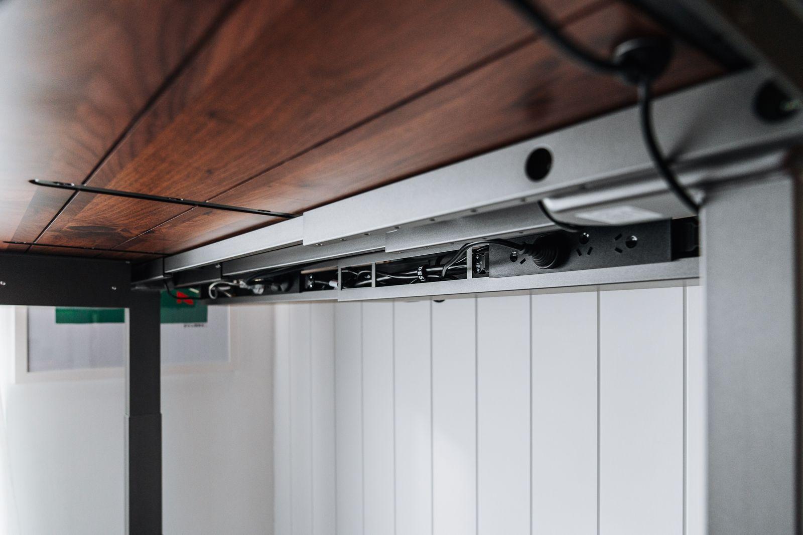 a close up of a metal and wood ceiling