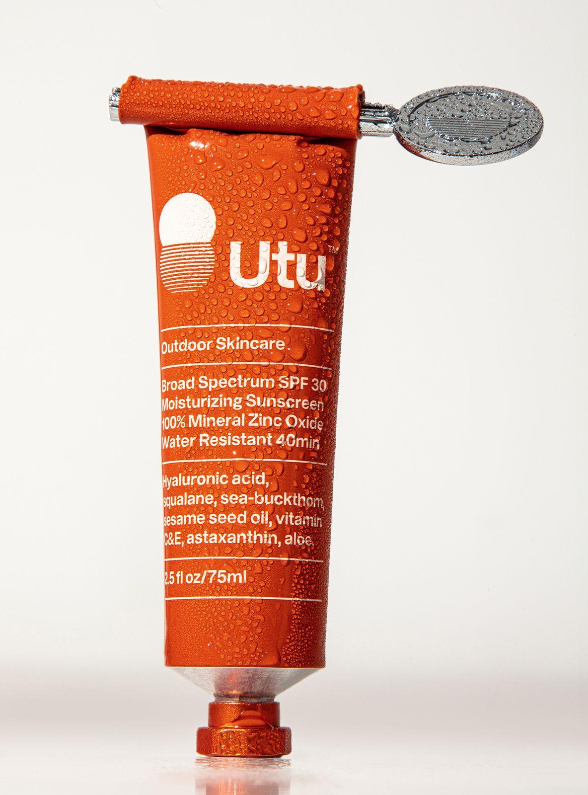 a tube of sunscreen on a white background