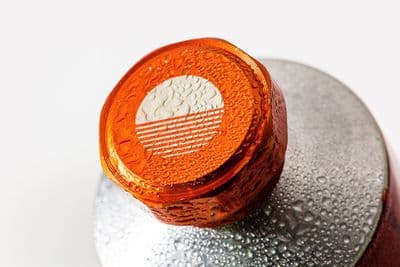 a close up of an orange object on a white surface