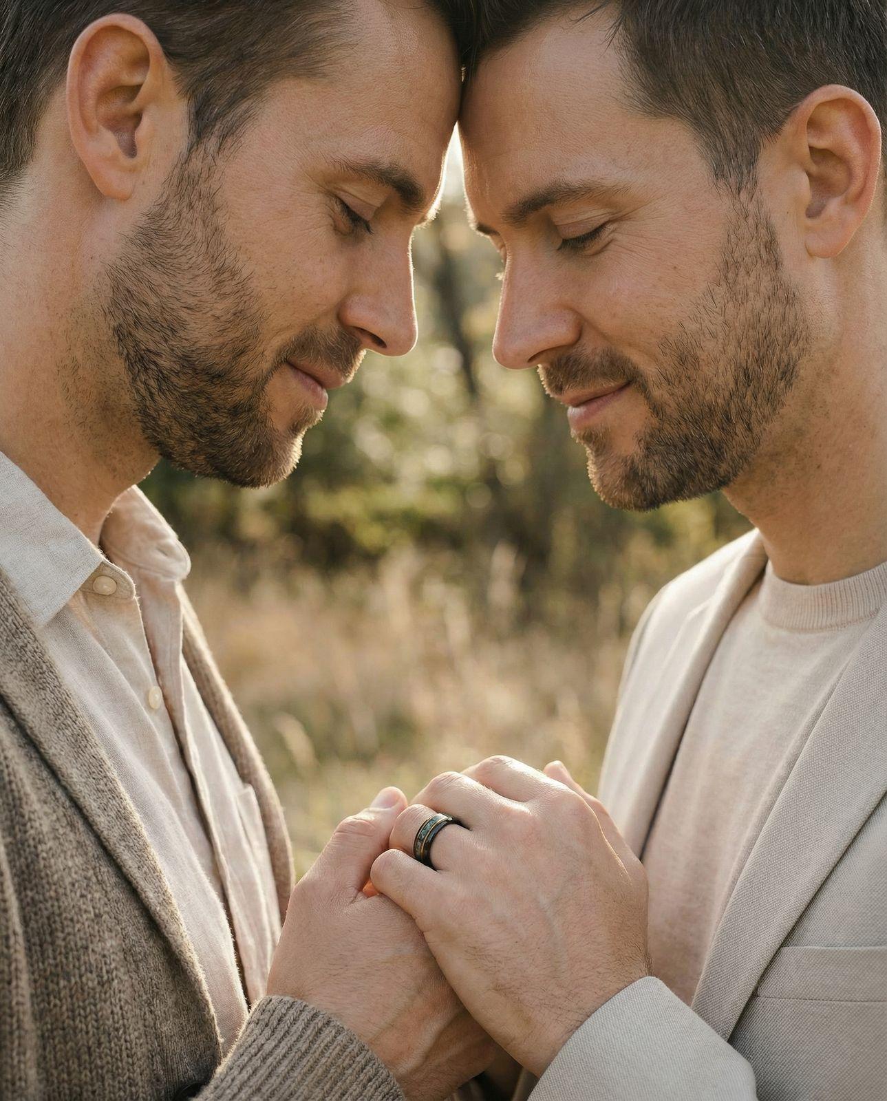 a couple of men standing next to each other