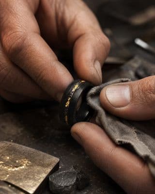 a close up of a person working on a piece of cloth