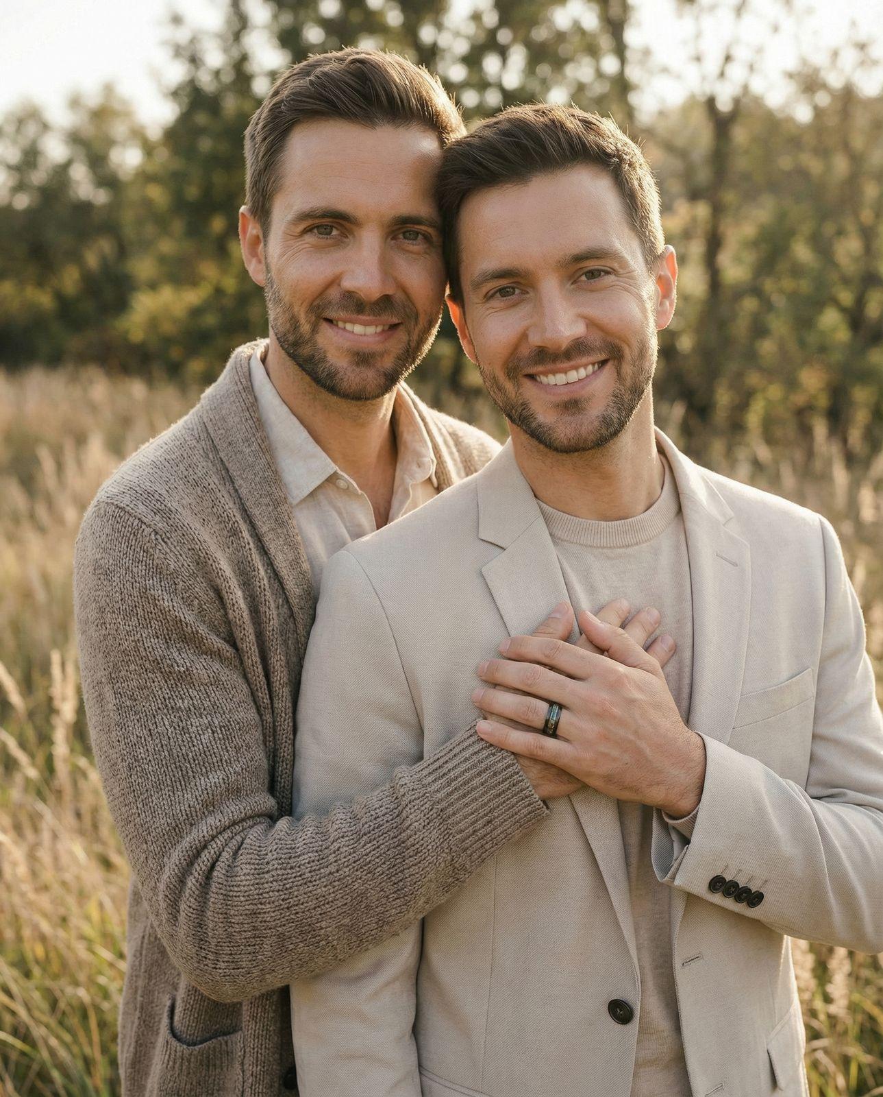a couple of men standing next to each other