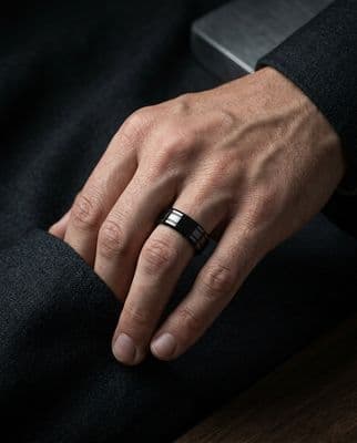 a man's hand with a ring on it