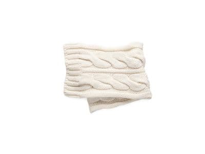 a white knitted scarf on a white background