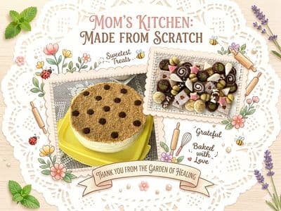 a picture of a cake with chocolate chips on top of it