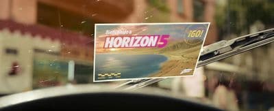 a sticker on the window of a car that says horizon
