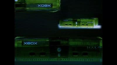 a close up of a video game console in the dark