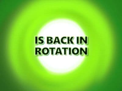the words is back in rotary on a green background