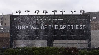 a large billboard on the side of a building
