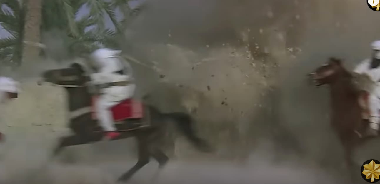 a group of men riding on the backs of horses