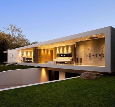 a modern house with a large open area