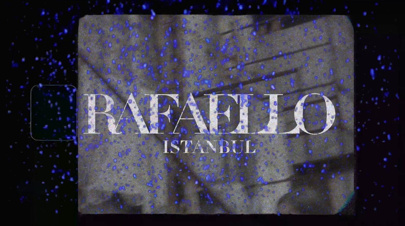 a picture of the word raffaello written in white on a black background