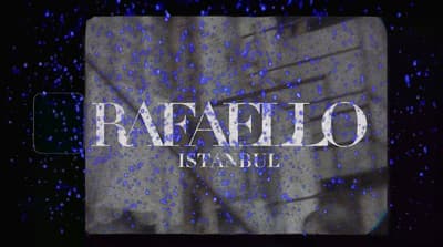 a picture of the word raffaello written in white on a black background