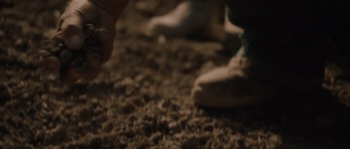 a person holding something in their hand on the ground