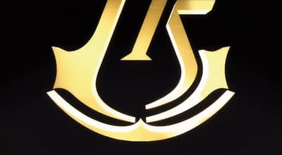 a close up of a logo on a black background