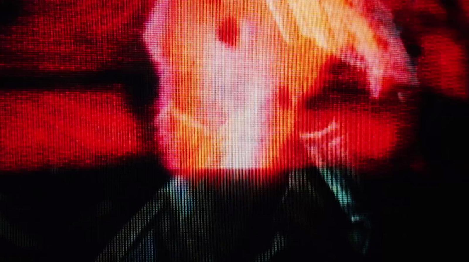 a blurry image of a horse in a room