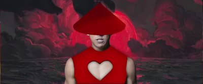 a digital painting of a man with a heart on his head