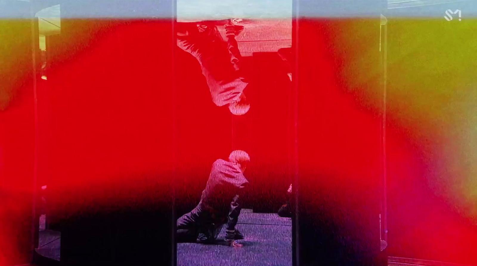 a reflection of a person on a skateboard in a mirror