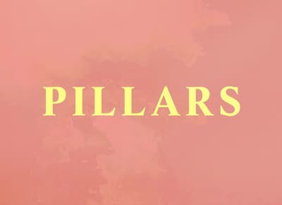 a pink background with the word pillars written in yellow