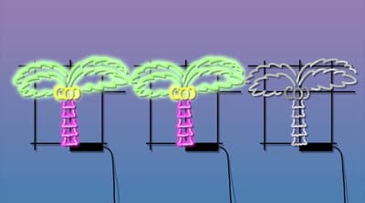 a drawing of a group of palm trees