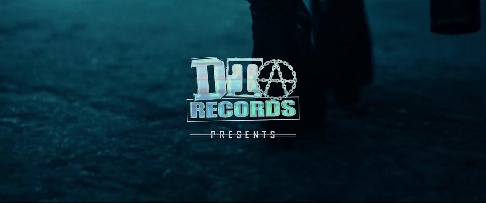 a logo for a record company on a dark background